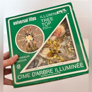 Vintage Universal Lites Illuminated Gold Angel Tree Top Window Decor